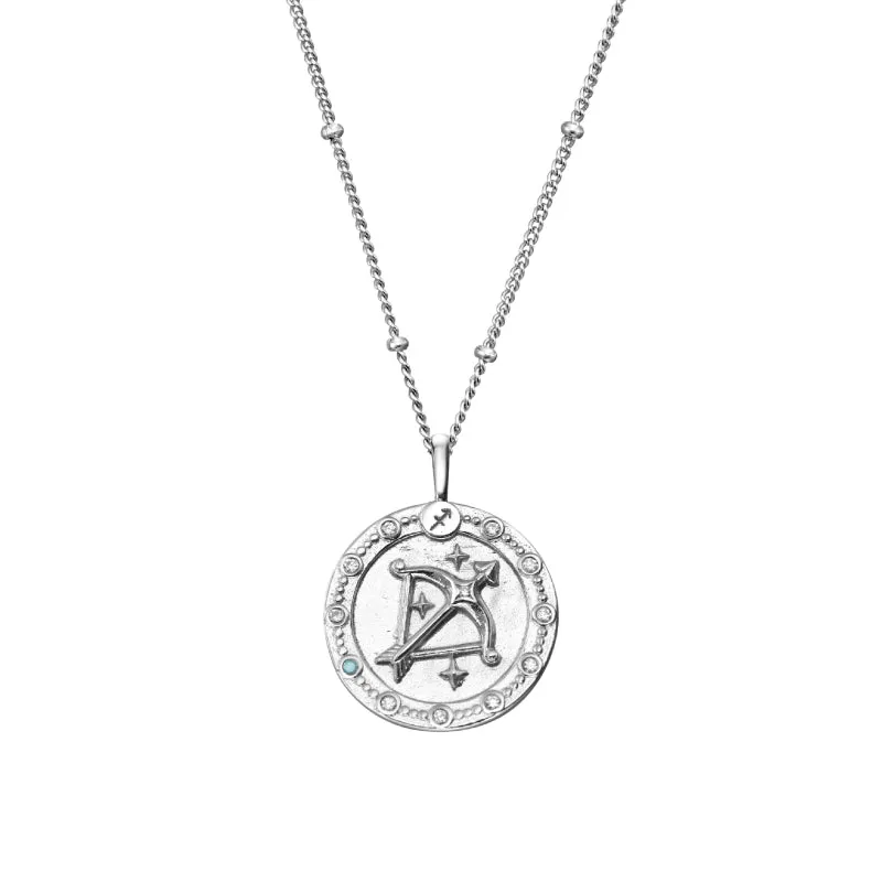 Imprint Zodiac Sign Silver Coin Necklace