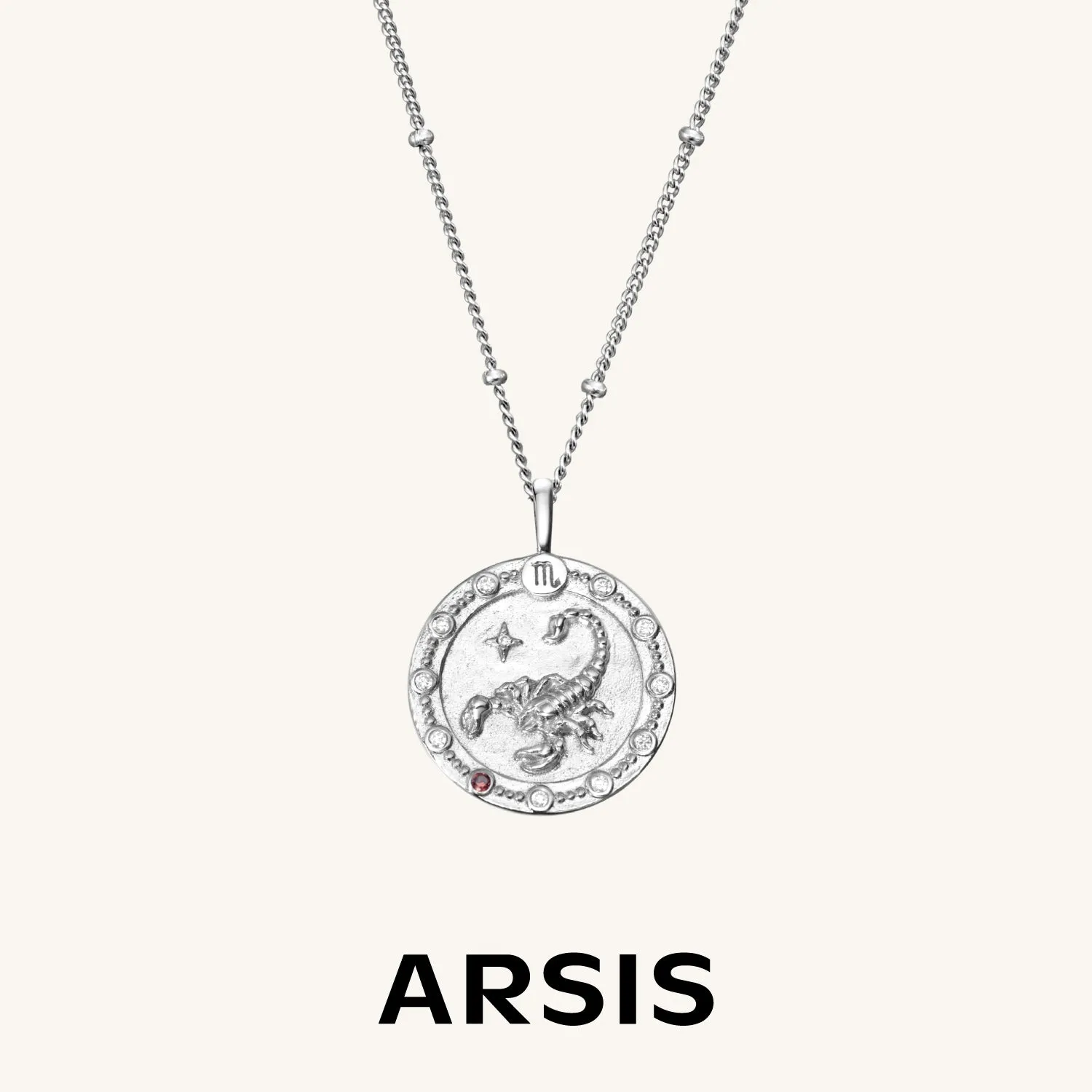 Imprint Zodiac Sign Silver Coin Necklace