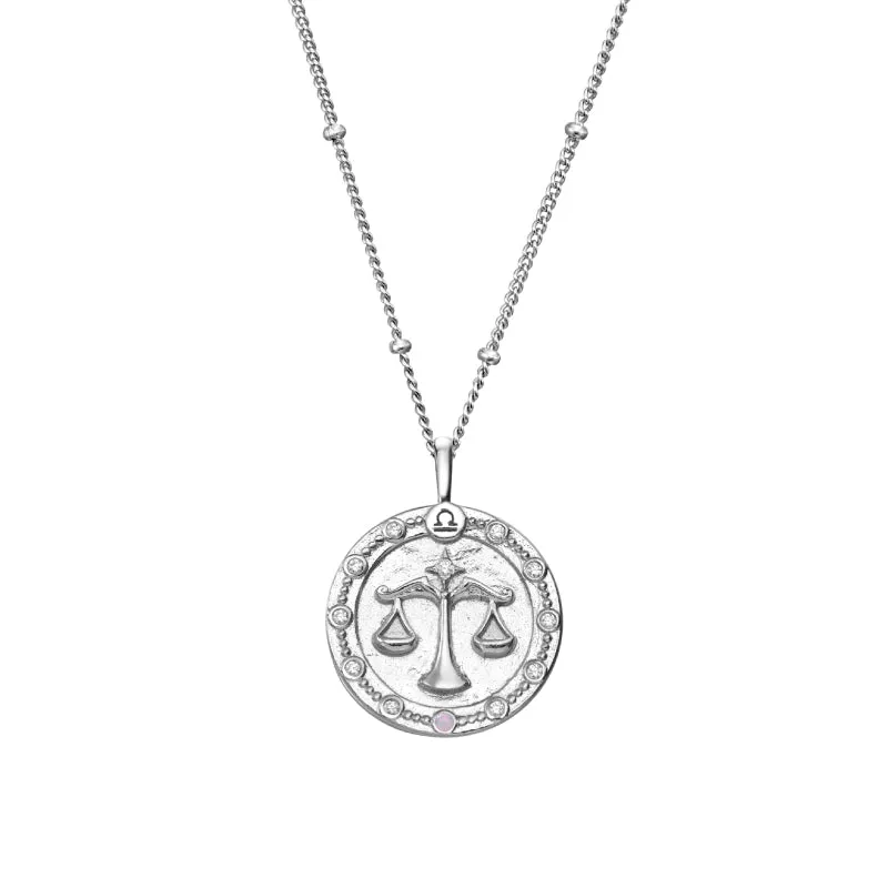 Imprint Zodiac Sign Silver Coin Necklace