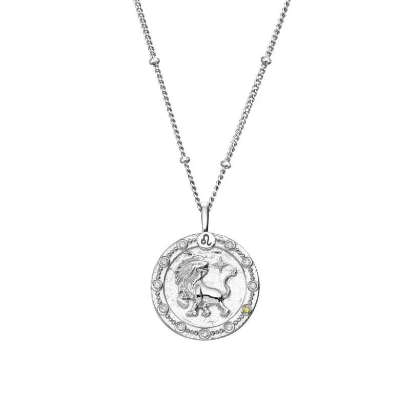 Imprint Zodiac Sign Silver Coin Necklace