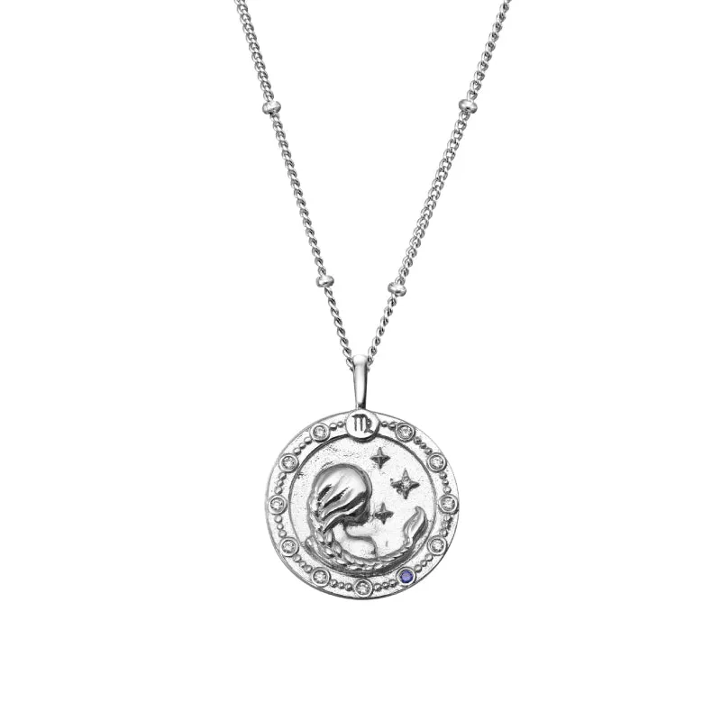 Imprint Zodiac Sign Silver Coin Necklace