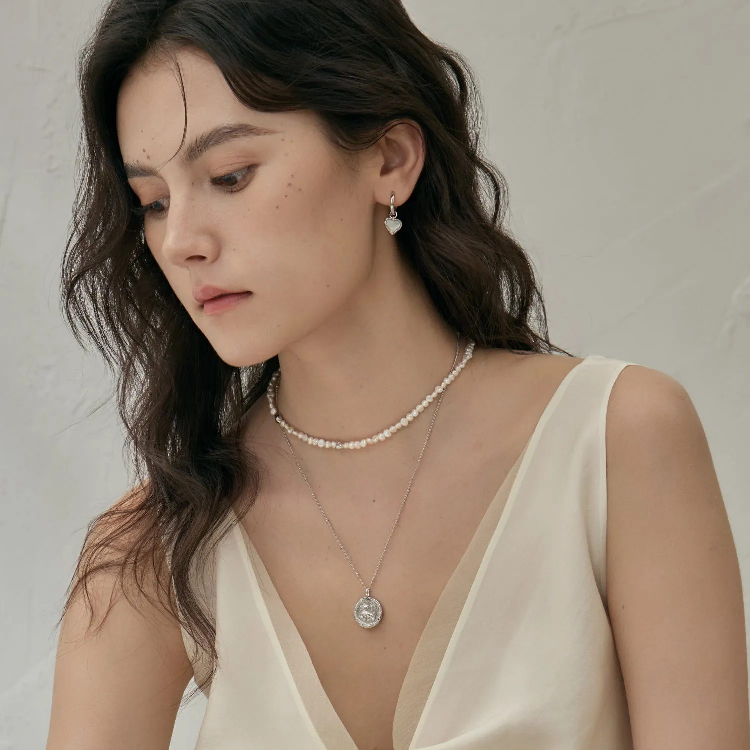 Imprint Zodiac Sign Silver Coin Necklace