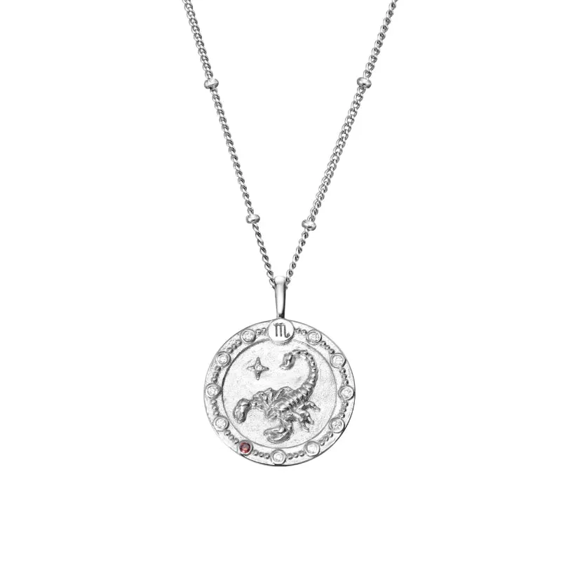 Imprint Zodiac Sign Silver Coin Necklace
