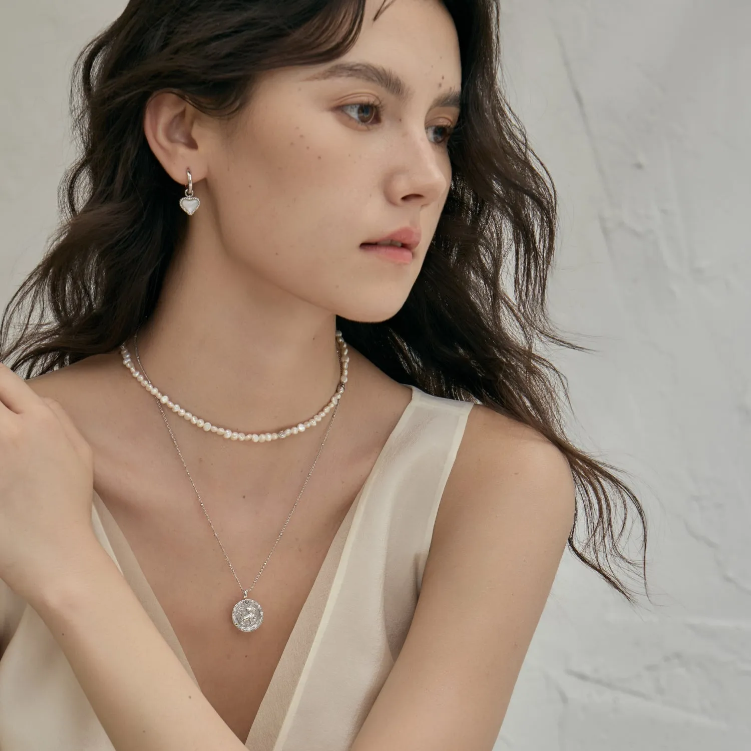 Imprint Zodiac Sign Silver Coin Necklace