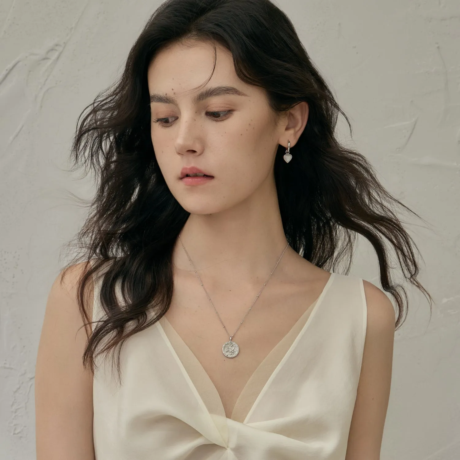Imprint Zodiac Sign Silver Coin Necklace