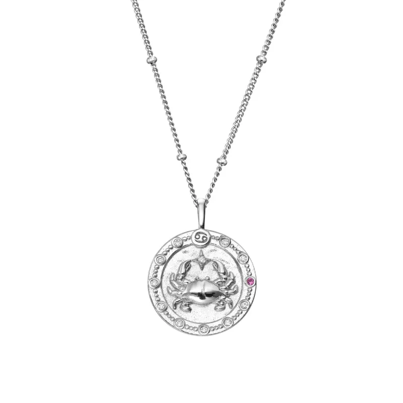 Imprint Zodiac Sign Silver Coin Necklace