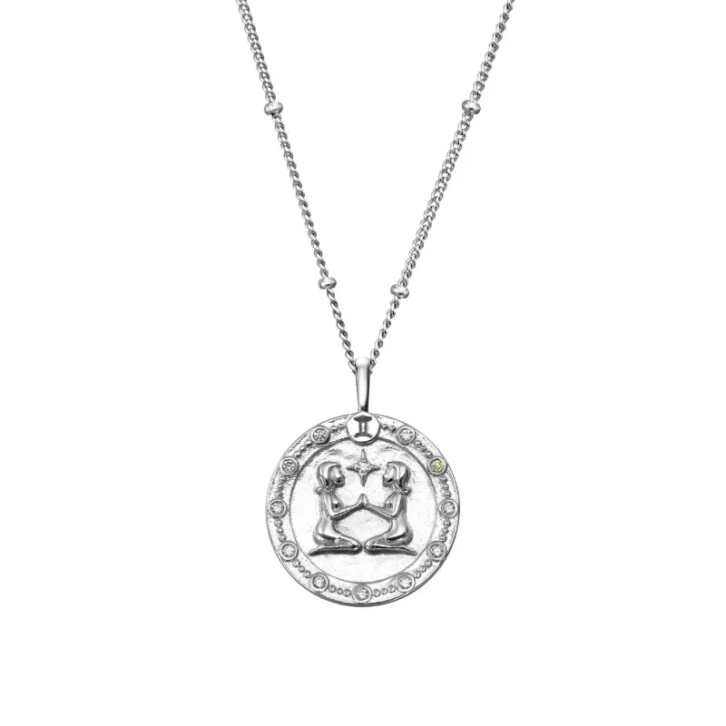 Imprint Zodiac Sign Silver Coin Necklace