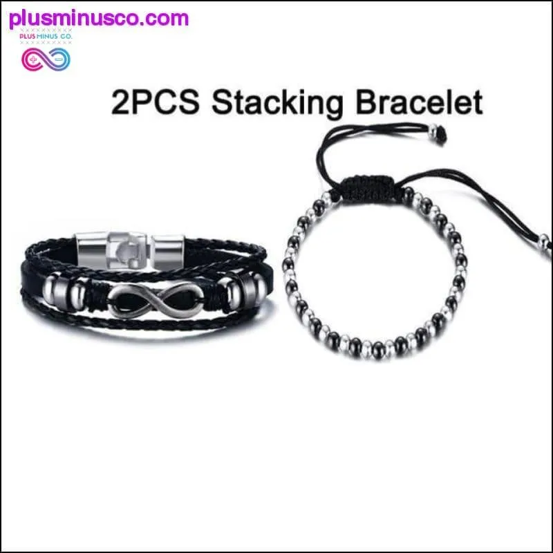 Infinity Men Bracelet Genuine Leather Black Hand Chain
