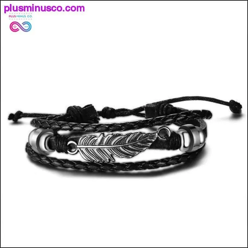 Infinity Men Bracelet Genuine Leather Black Hand Chain