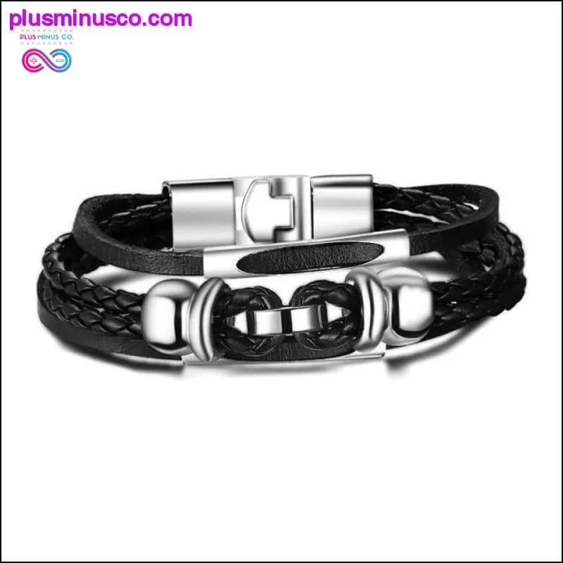 Infinity Men Bracelet Genuine Leather Black Hand Chain