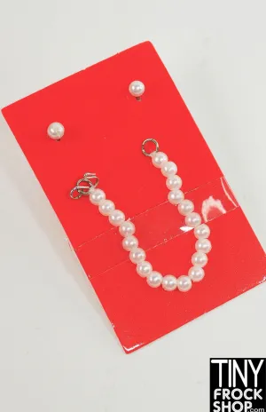 Integrity Mystery Date Poppy Formal Dance Date White Pearl Necklace and Earring Set