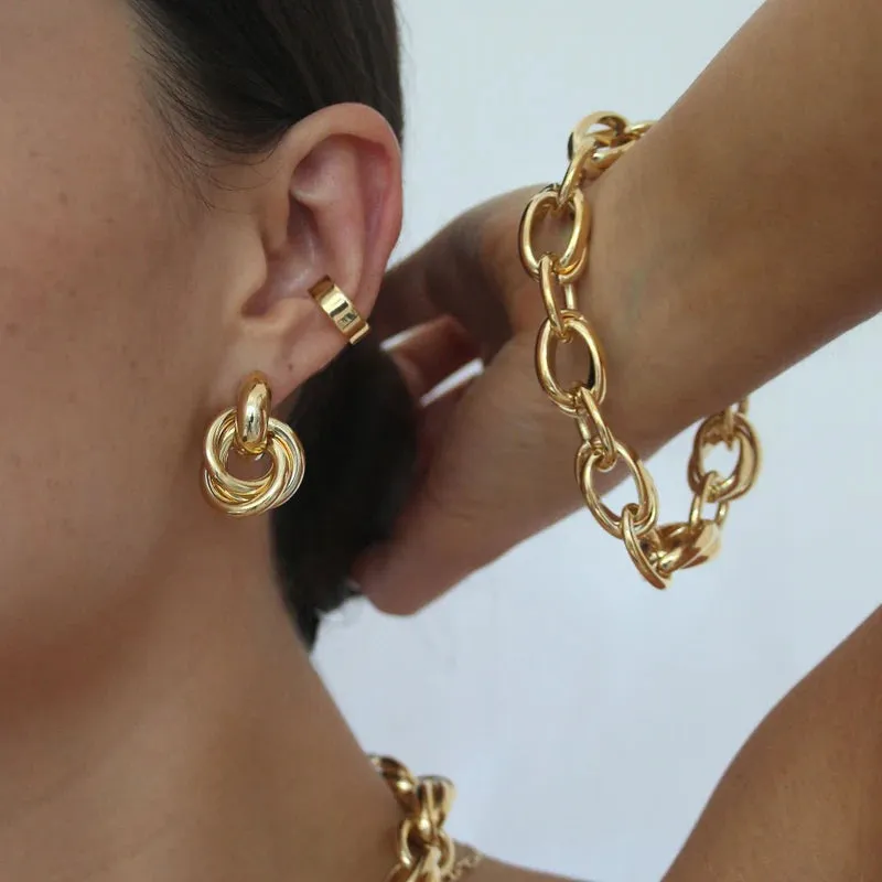 Interlocking Drop Earrings | Gold
