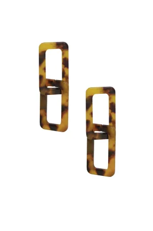 Interlocking Tortoise Resin Rectangle Earrings