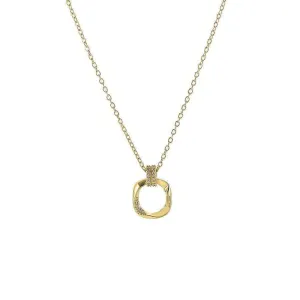 Irregular Square Pendant and Micro-inlaid Zircon Necklace
