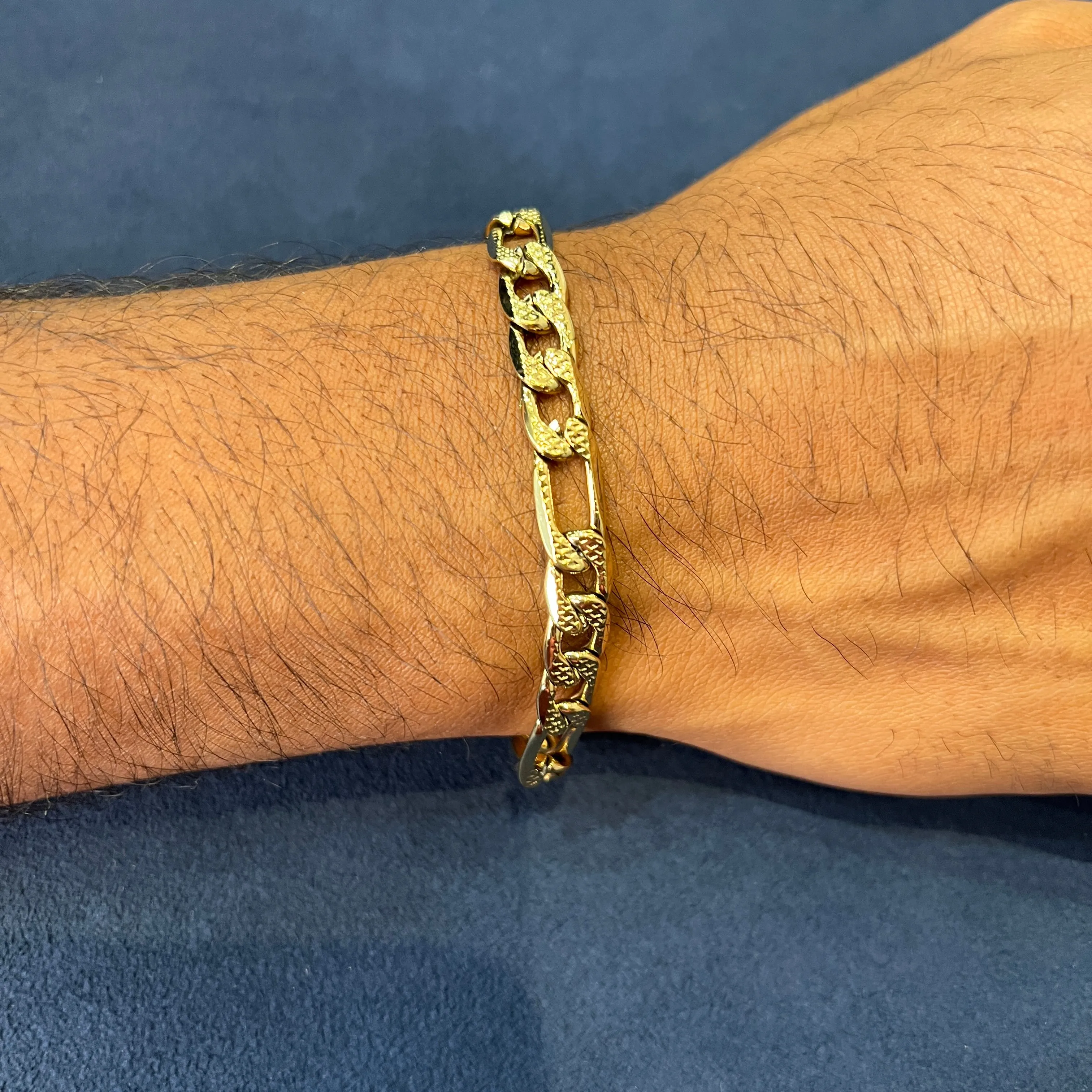 Italgem Stainless Steel Gold Plated (7mm) Diamond Cut Fiagro Bracelet