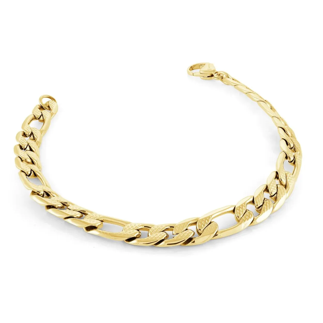Italgem Stainless Steel Gold Plated (7mm) Diamond Cut Fiagro Bracelet