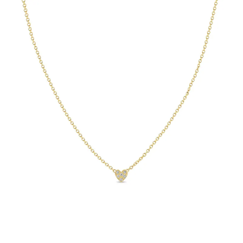 Itty Bitty Diamond Heart Necklace in Yellow Gold