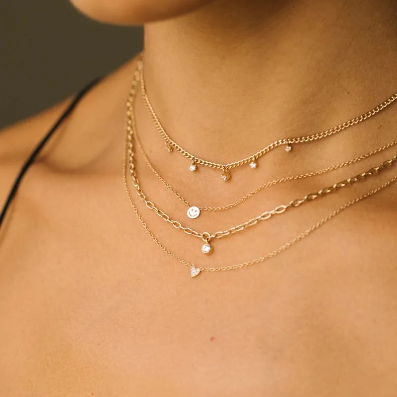 Itty Bitty Diamond Heart Necklace in Yellow Gold