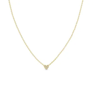Itty Bitty Diamond Heart Necklace in Yellow Gold