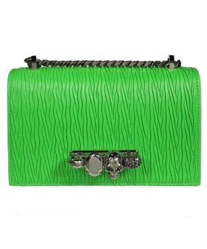 Jewelled Satchel embossed leather bag