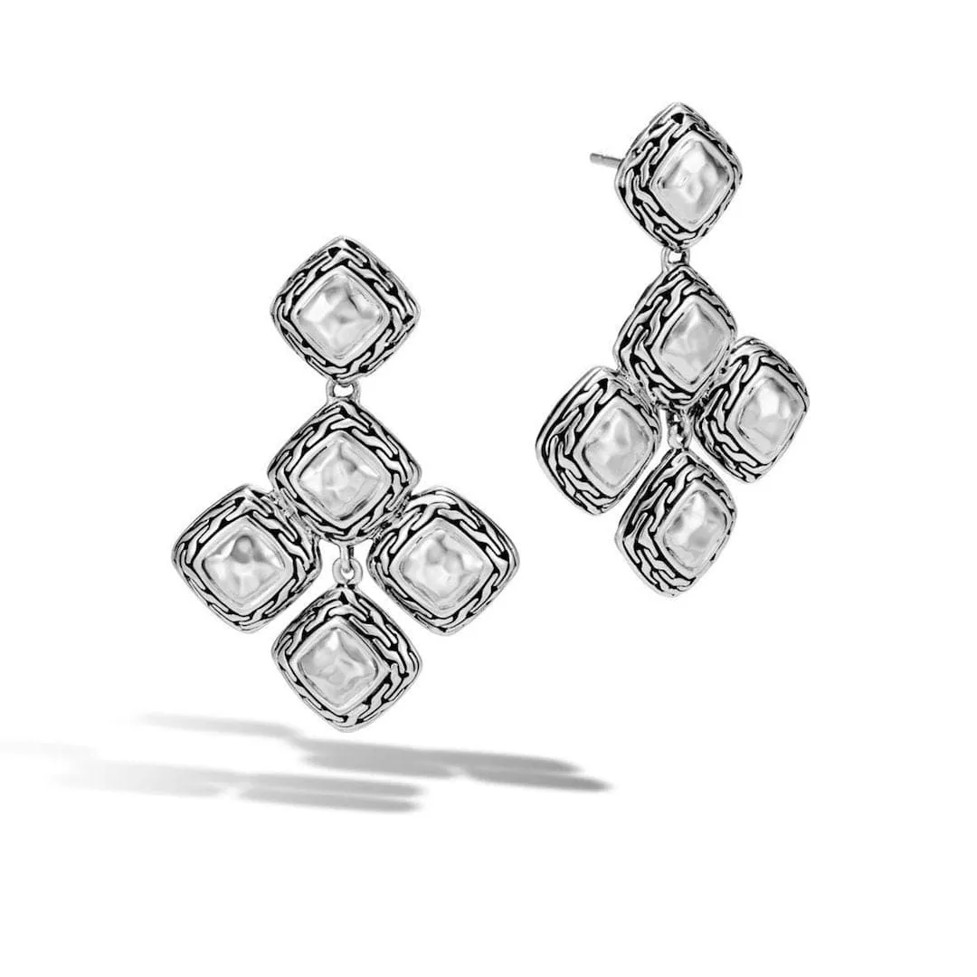 John Hardy Silver Heritage Quadrangle Large Drop Earrings