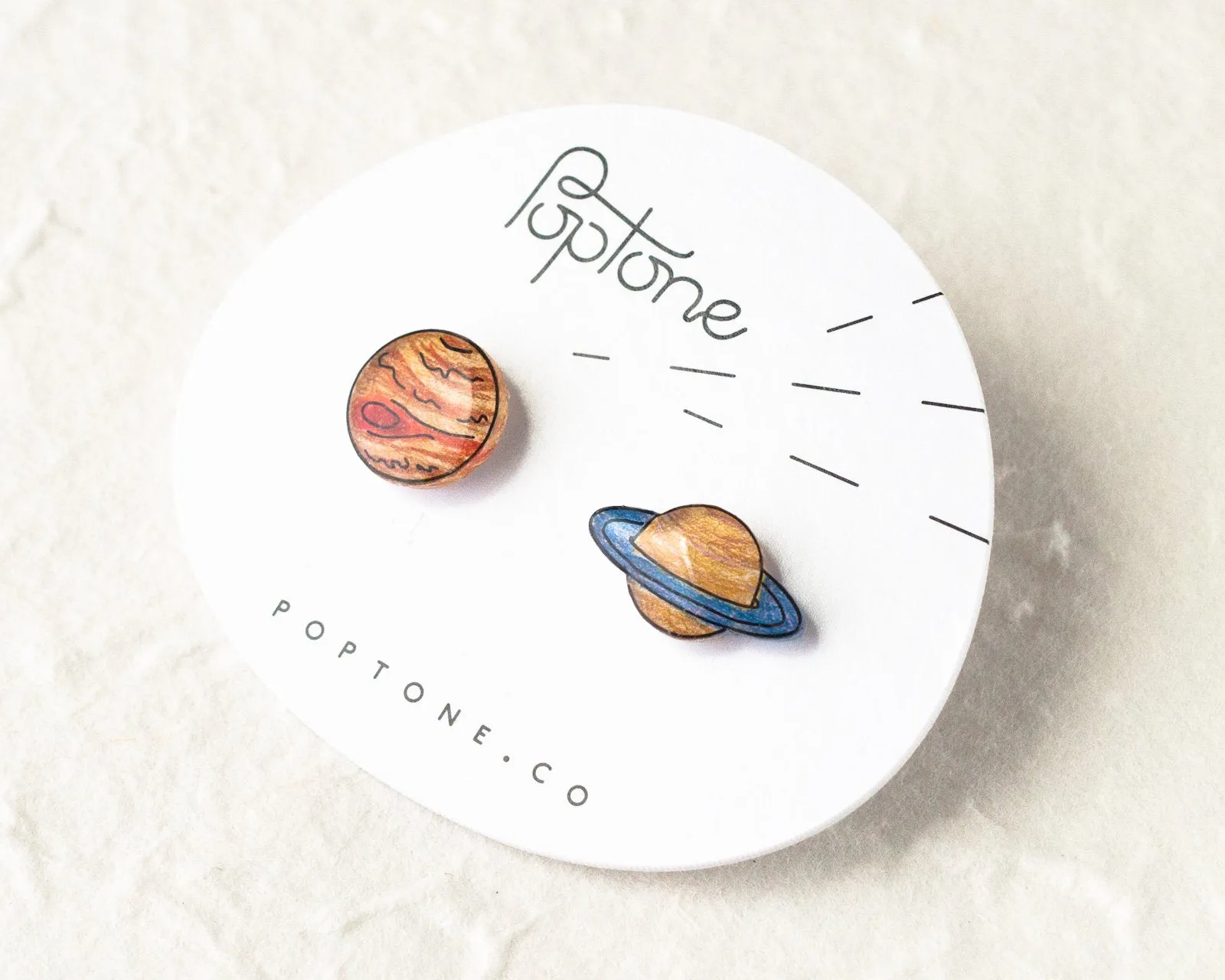 Jupiter and Saturn Planet Stud Earrings