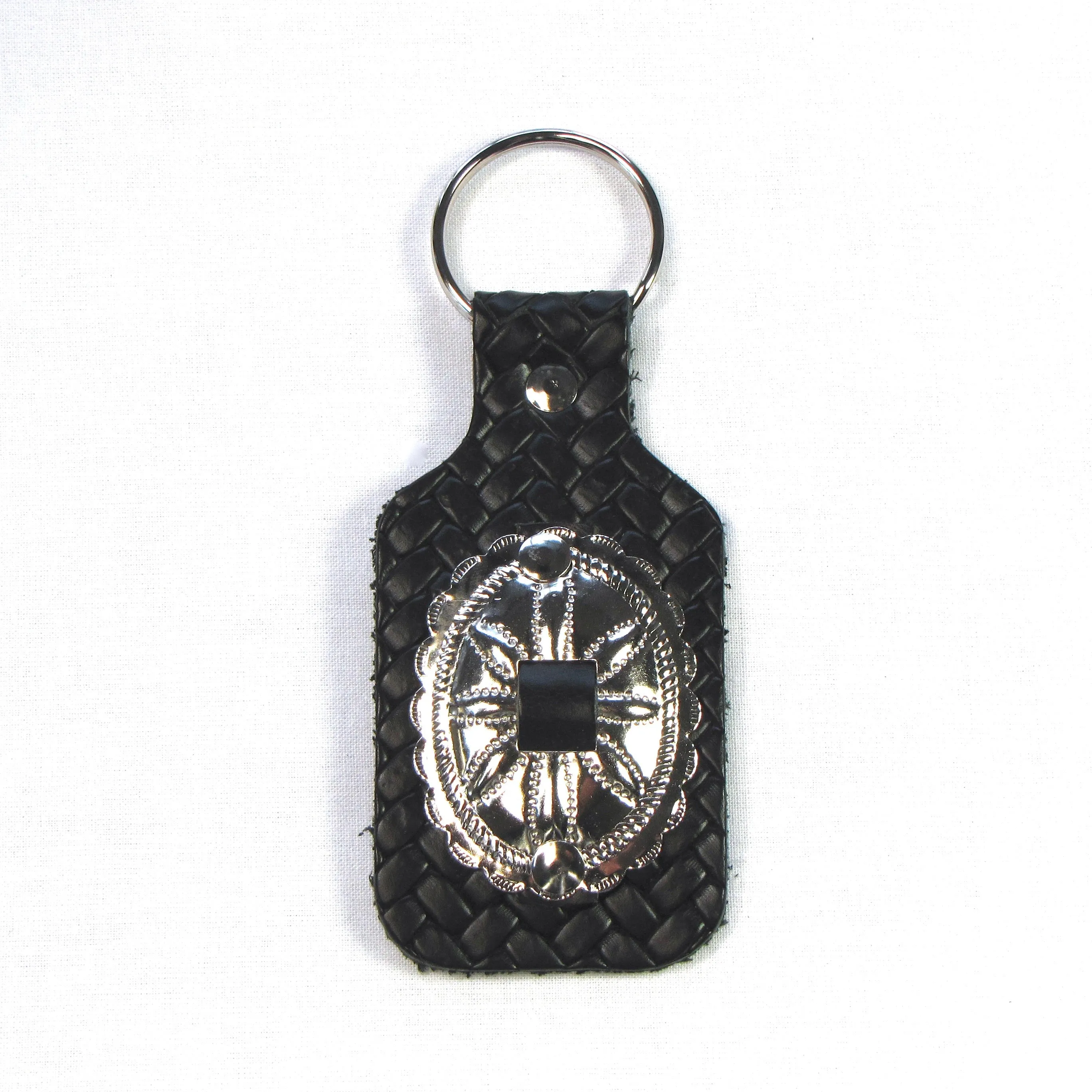 KBK-4  Basket Weave Key Ring w/ Oval Concho