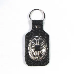 KBK-4  Basket Weave Key Ring w/ Oval Concho