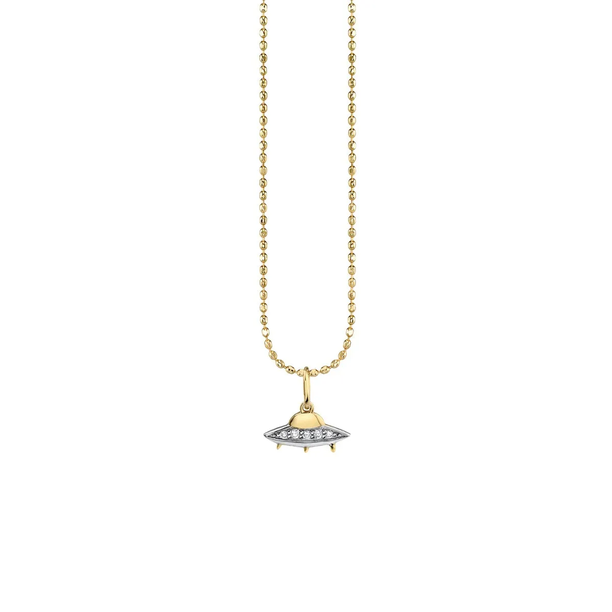Kids Collection Gold & Diamond Flying Saucer Charm Necklace