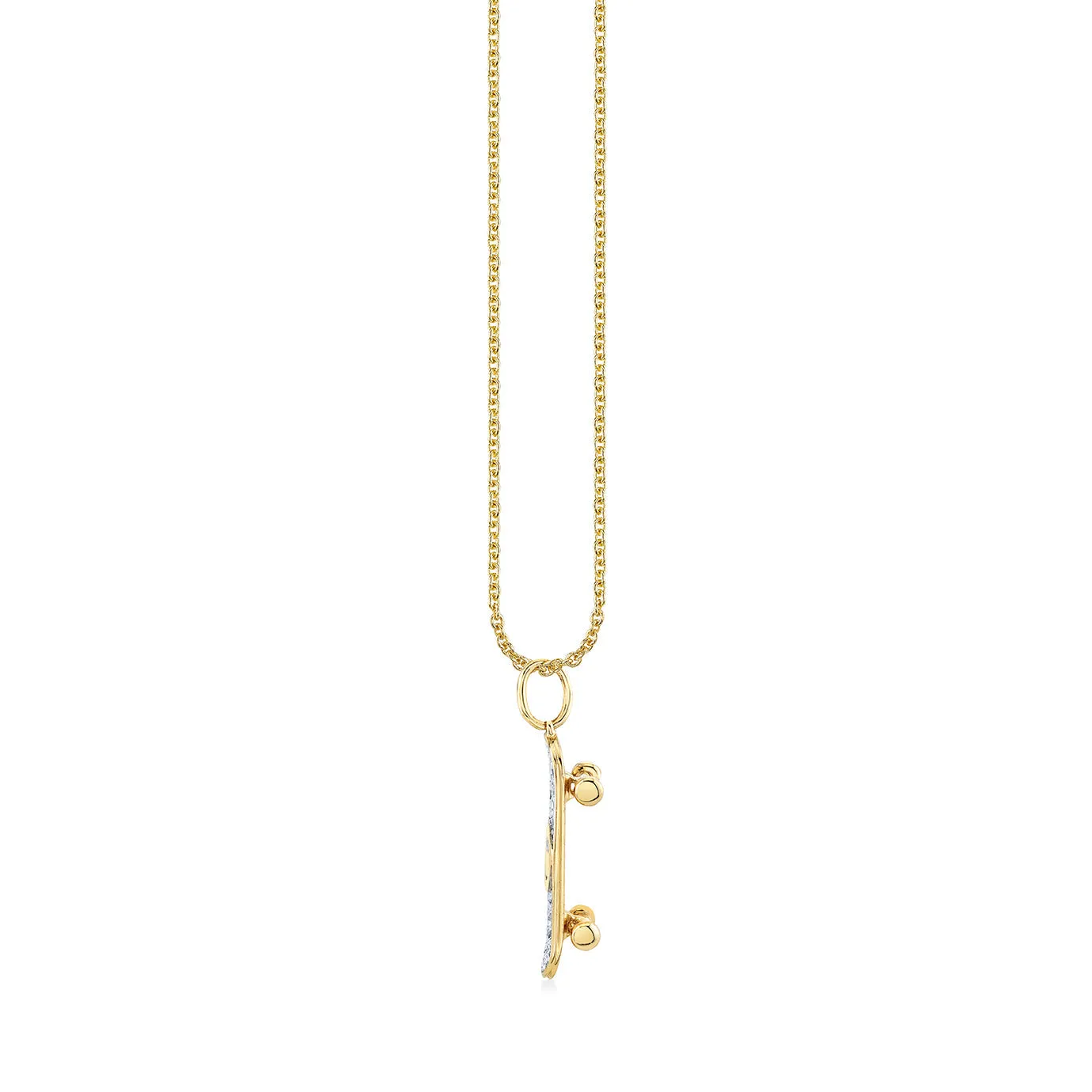Kids Collection Gold & Diamond Happy Face Skateboard Necklace