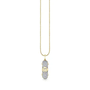 Kids Collection Gold & Diamond Happy Face Skateboard Necklace