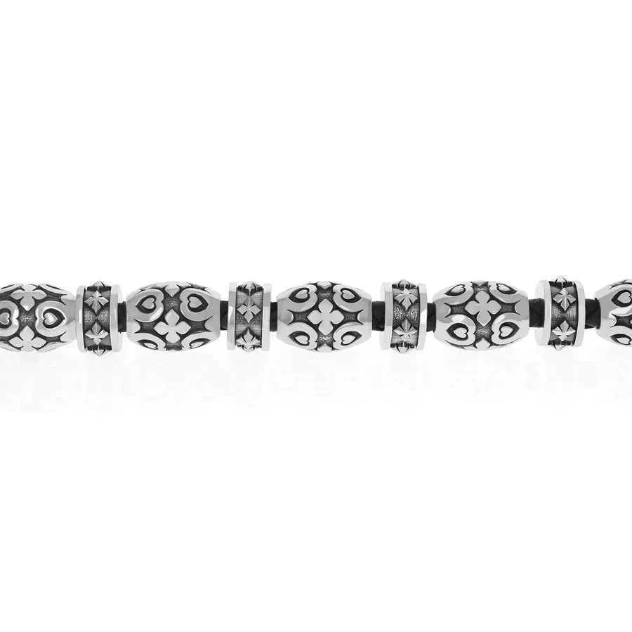 King Baby - Leather Bracelet with MB Cross Barrel Beads