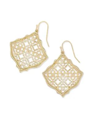Kirsten Gold Drop Earrings In Gold Filigree Mix