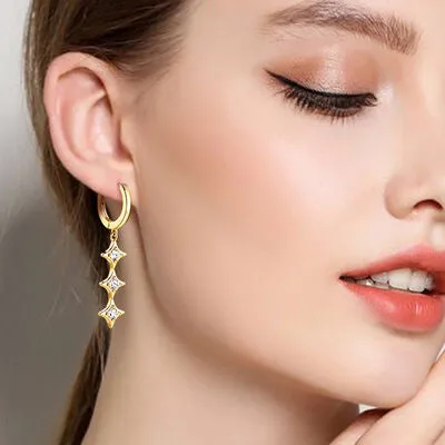 Lab Created Diamond 925 Sterling Silver Geometric Shape Earrings