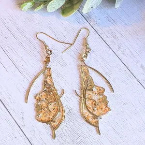 Lady Face Silhouette Dried Flower Dangle earrings