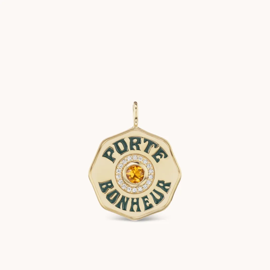 Large Porte Bonheur Charm Citrine