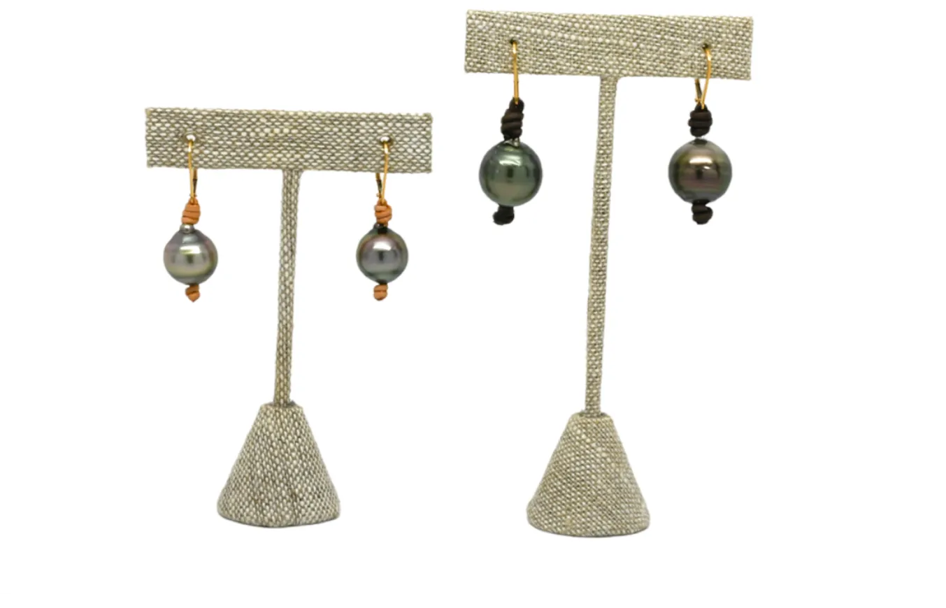 Large Tahitian Pearl on Leather Earrings