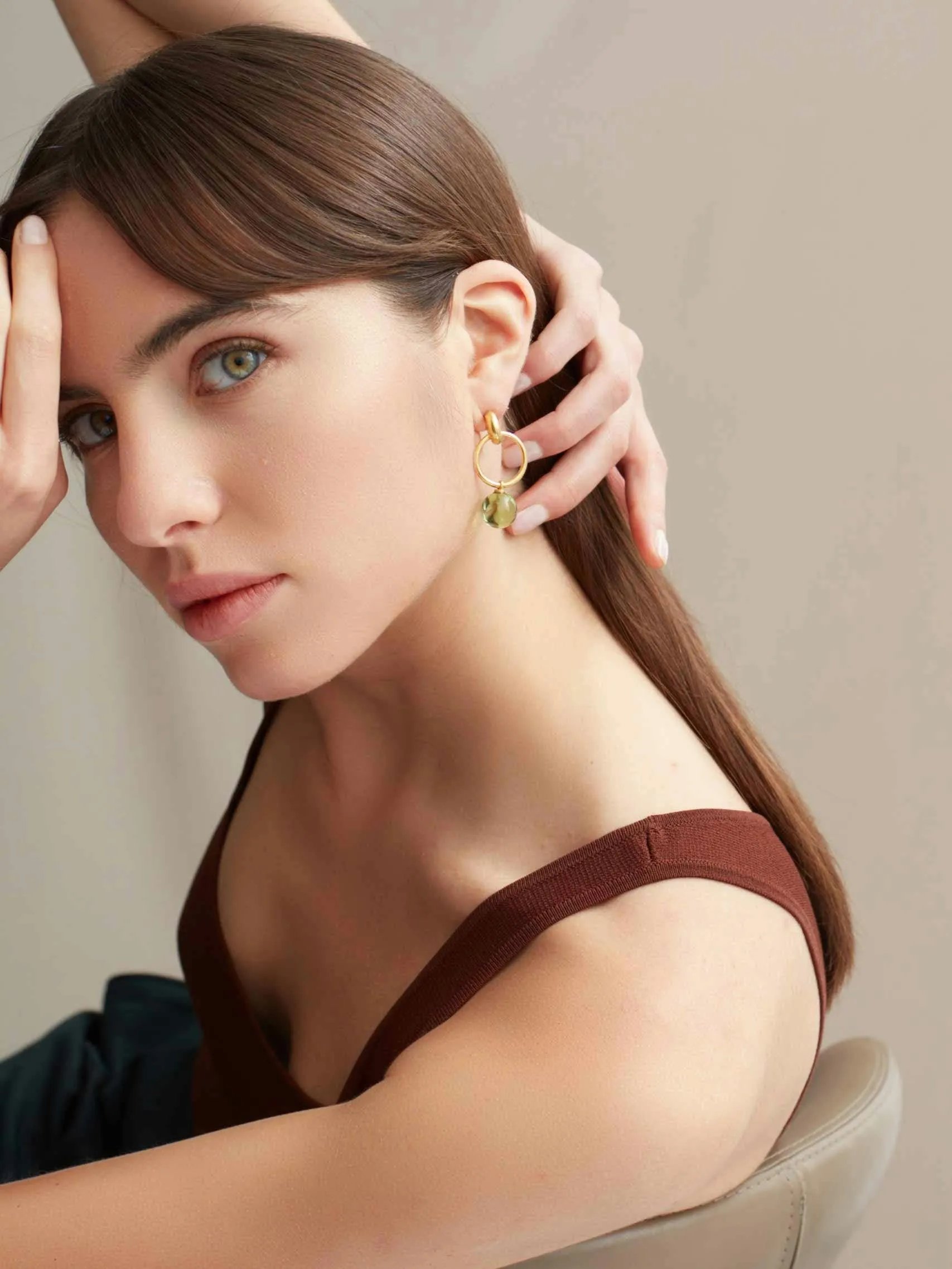 Layla Hoop Earrings - Soft Green