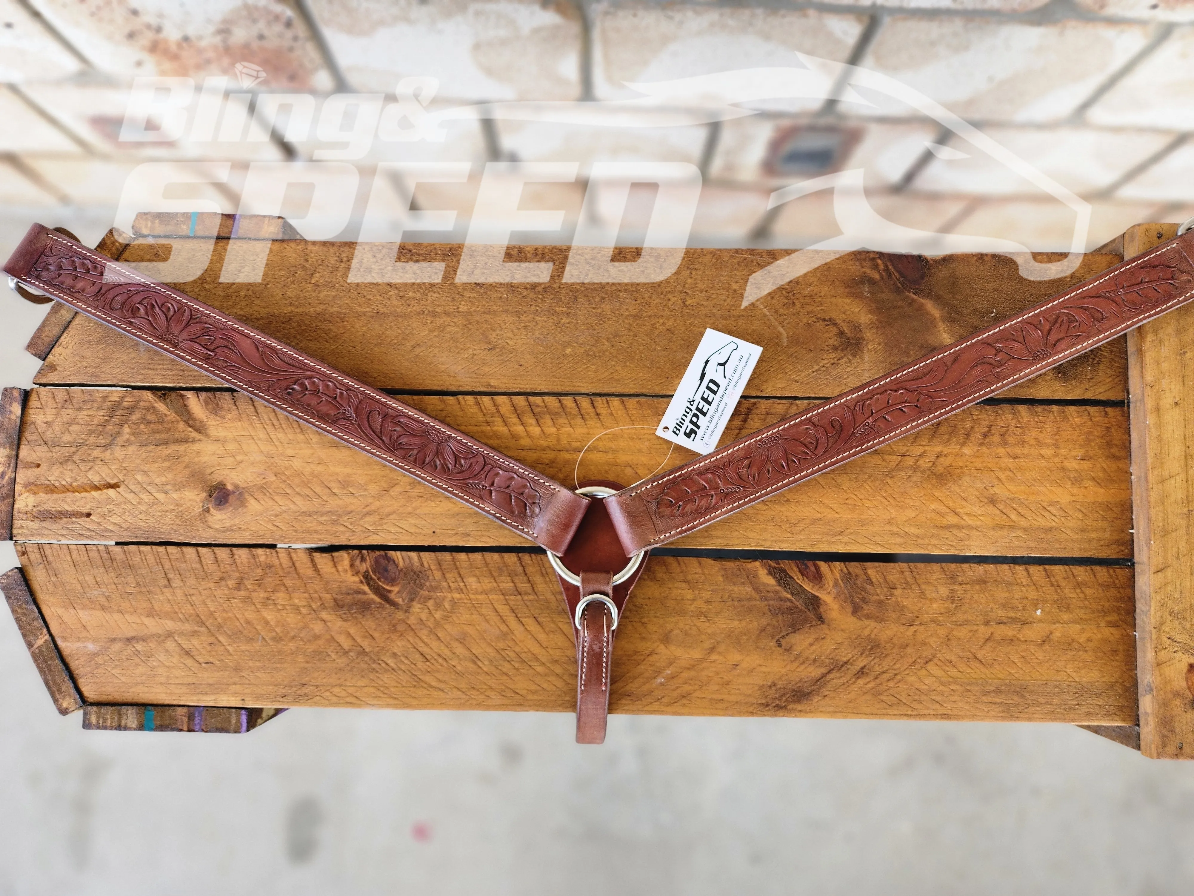 Leather Breast Collar with Sunflower Tooling