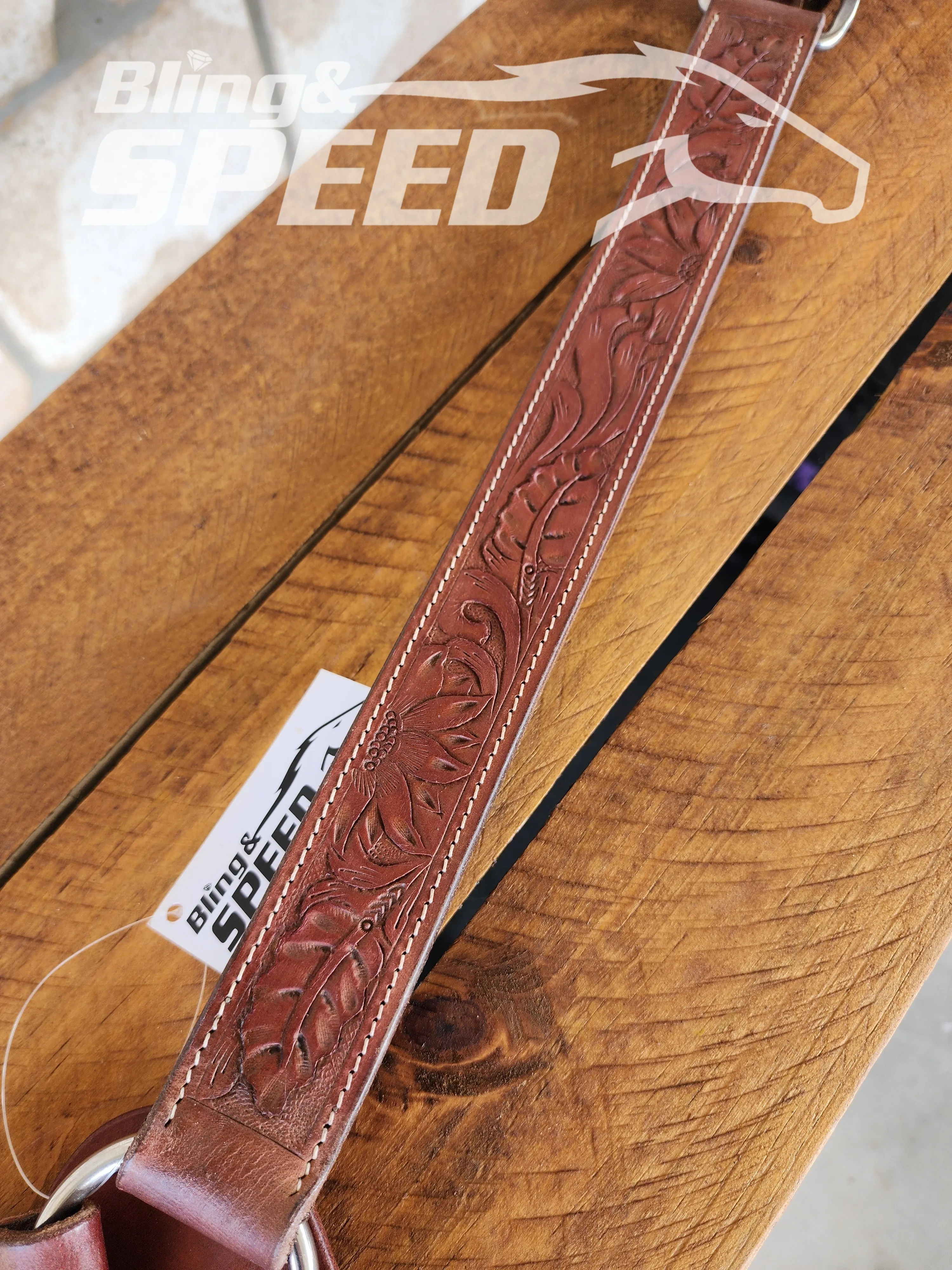Leather Breast Collar with Sunflower Tooling