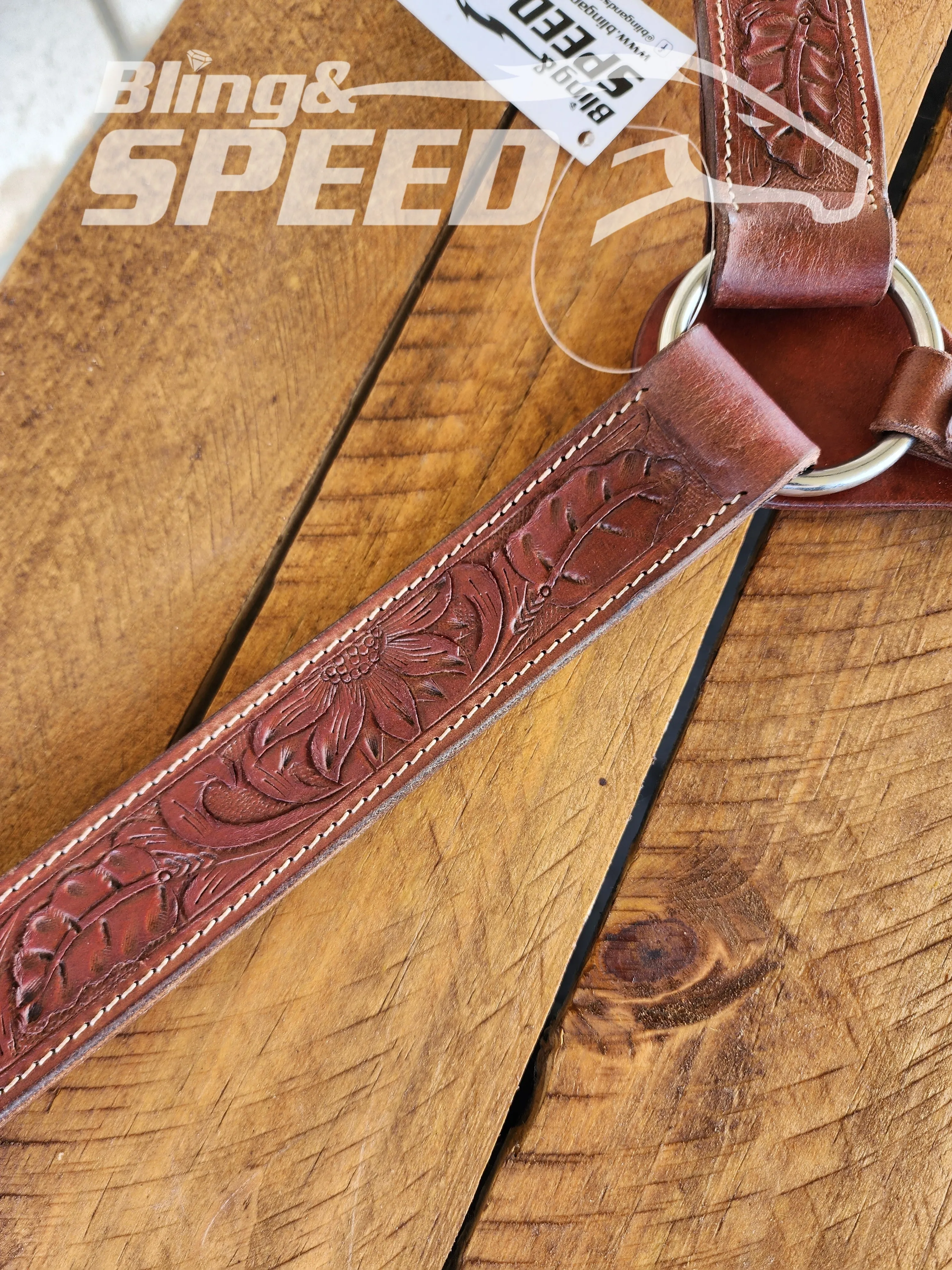 Leather Breast Collar with Sunflower Tooling