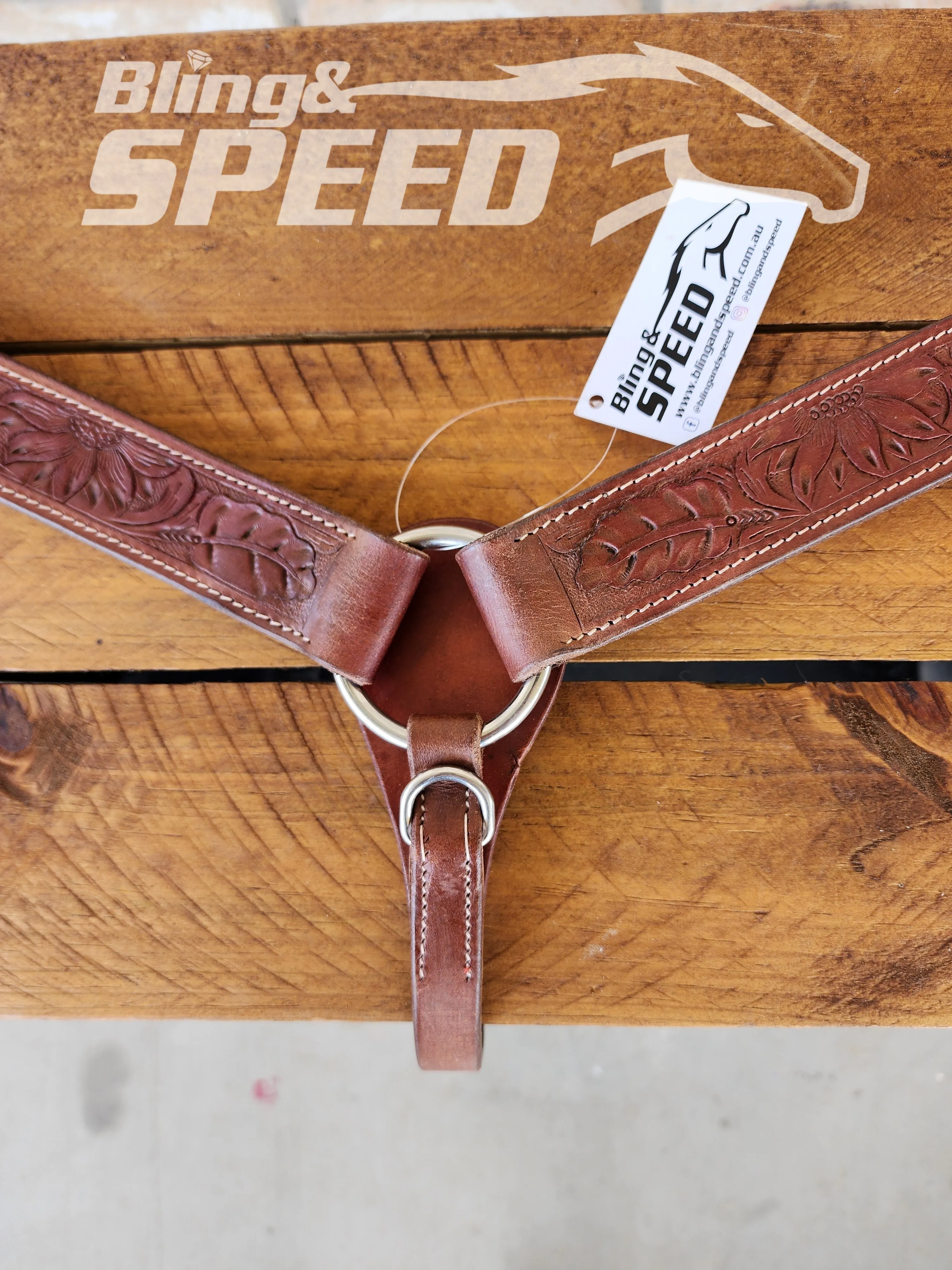 Leather Breast Collar with Sunflower Tooling