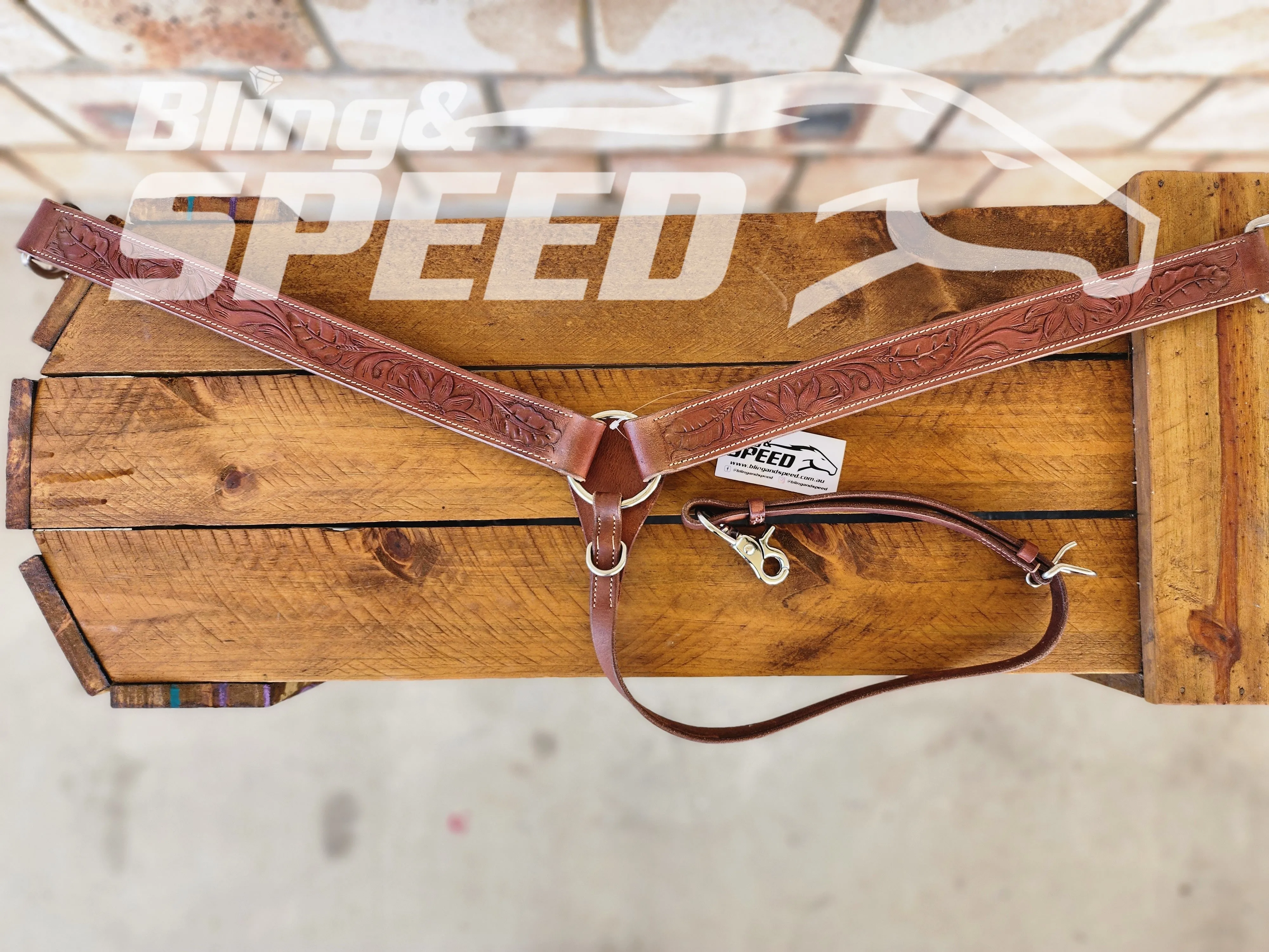 Leather Breast Collar with Sunflower Tooling