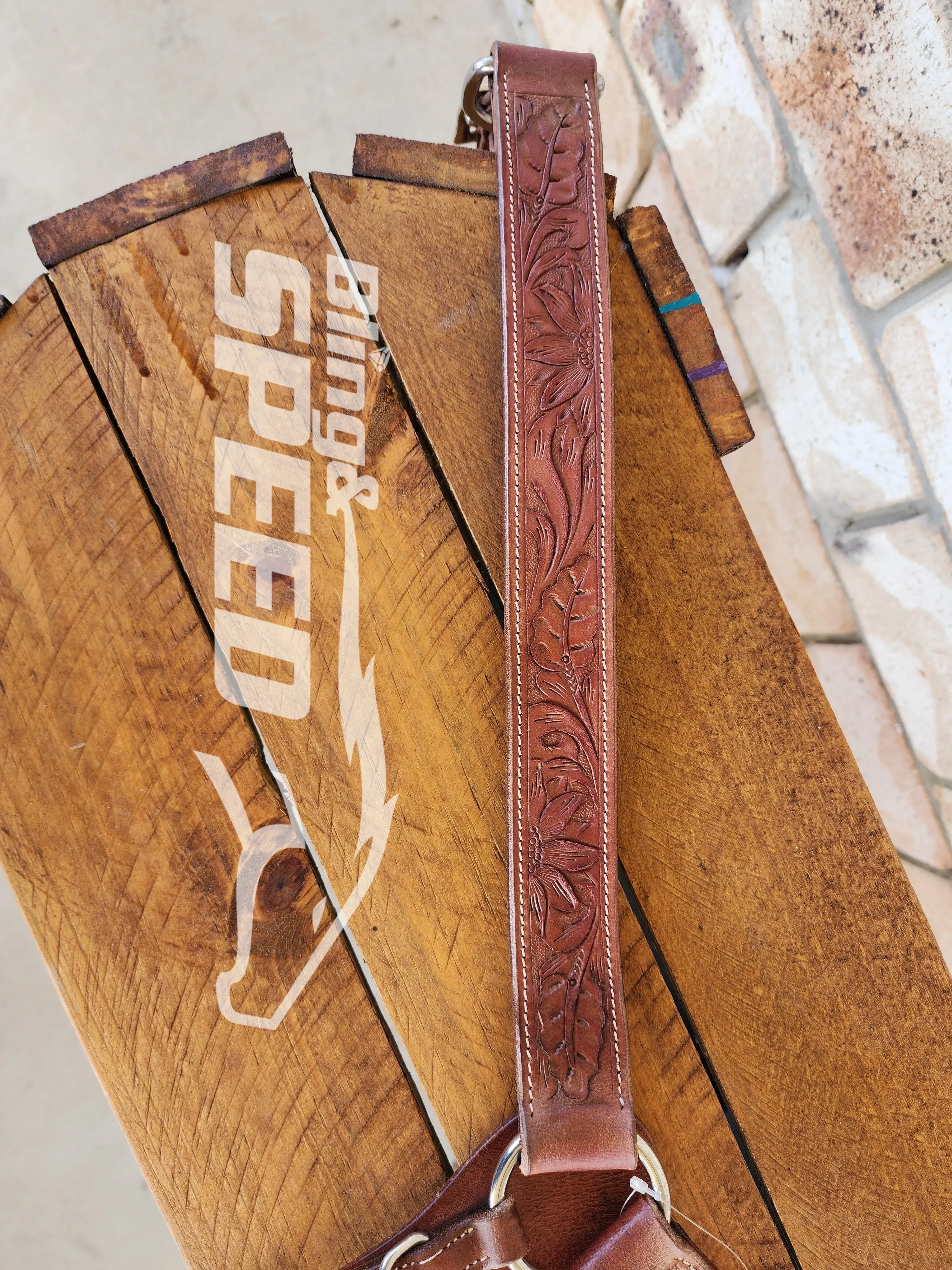 Leather Breast Collar with Sunflower Tooling