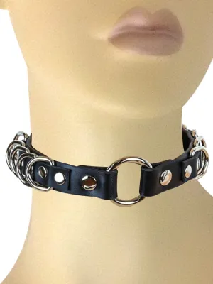 Leather Collar with D-Rings