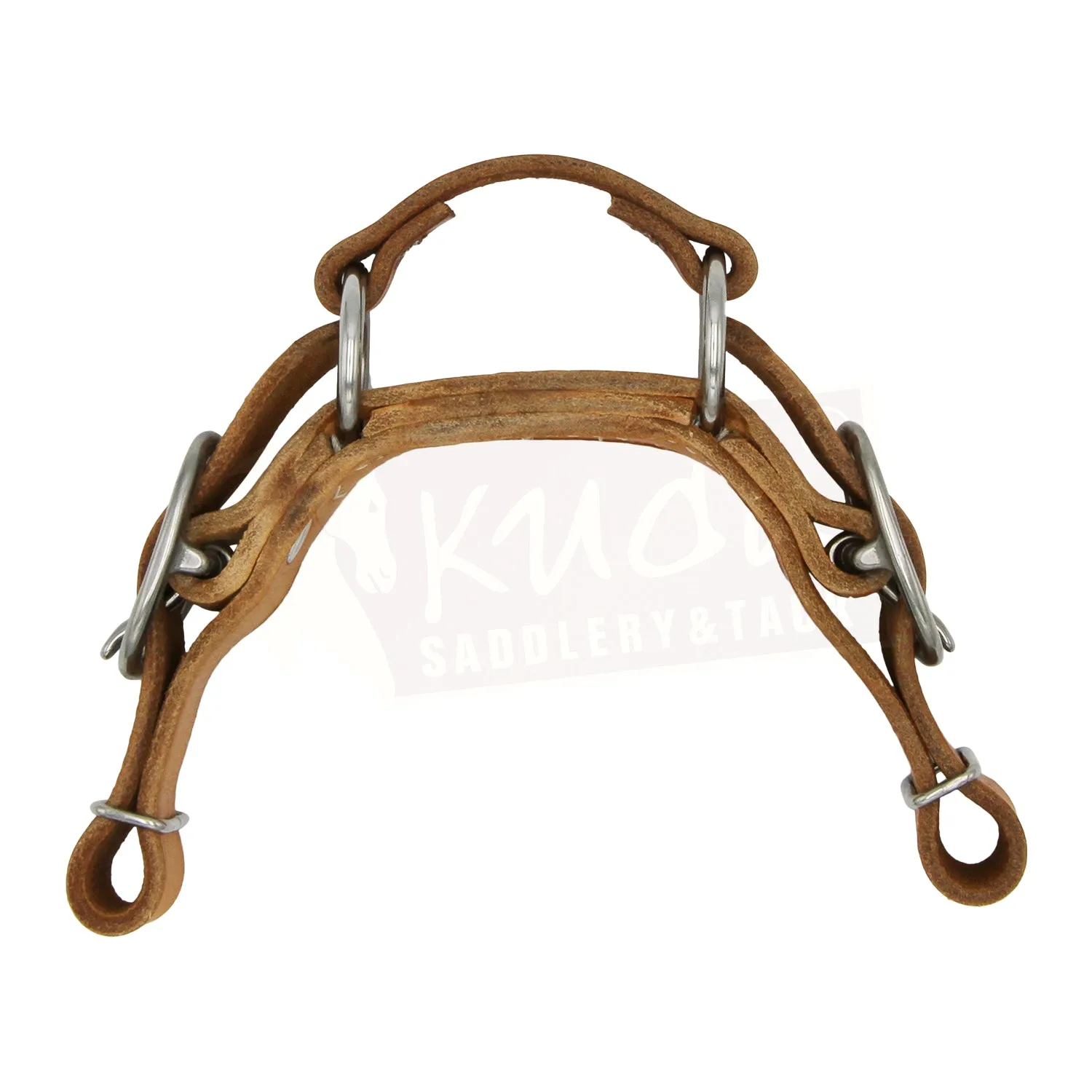 Leather Curb - Flat with 2 S.S. Rings