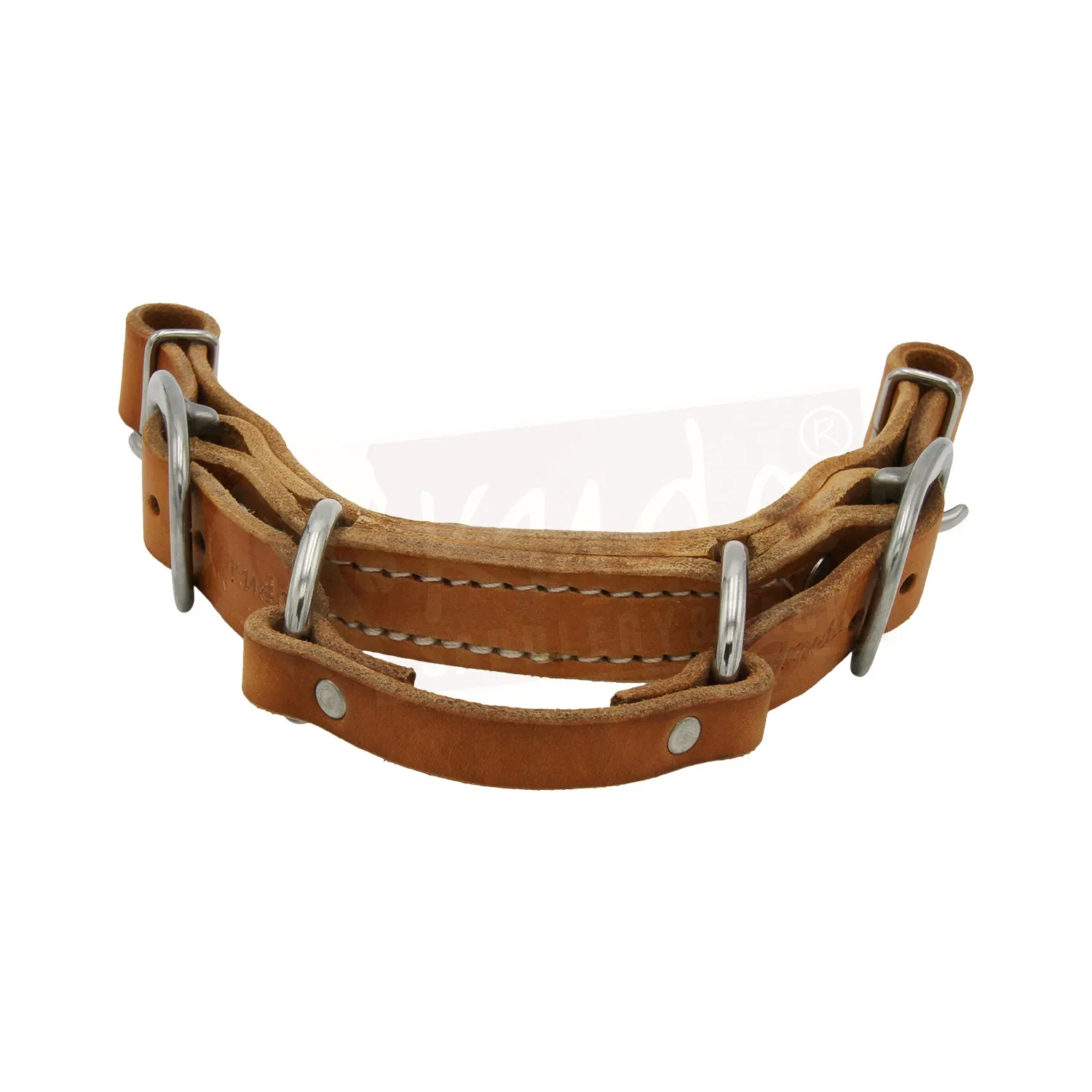 Leather Curb - Flat with 2 S.S. Rings