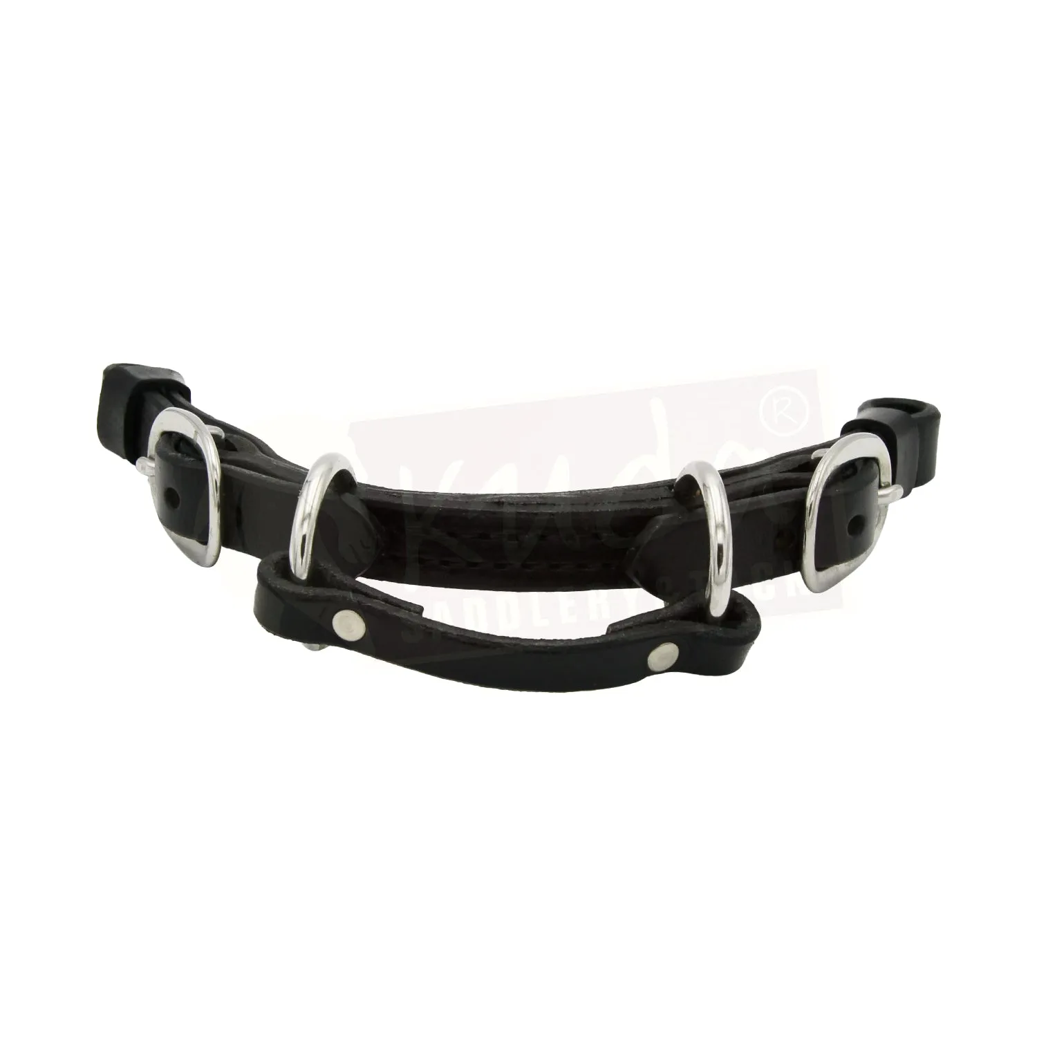 Leather Curb - Flat with 2 S.S. Rings