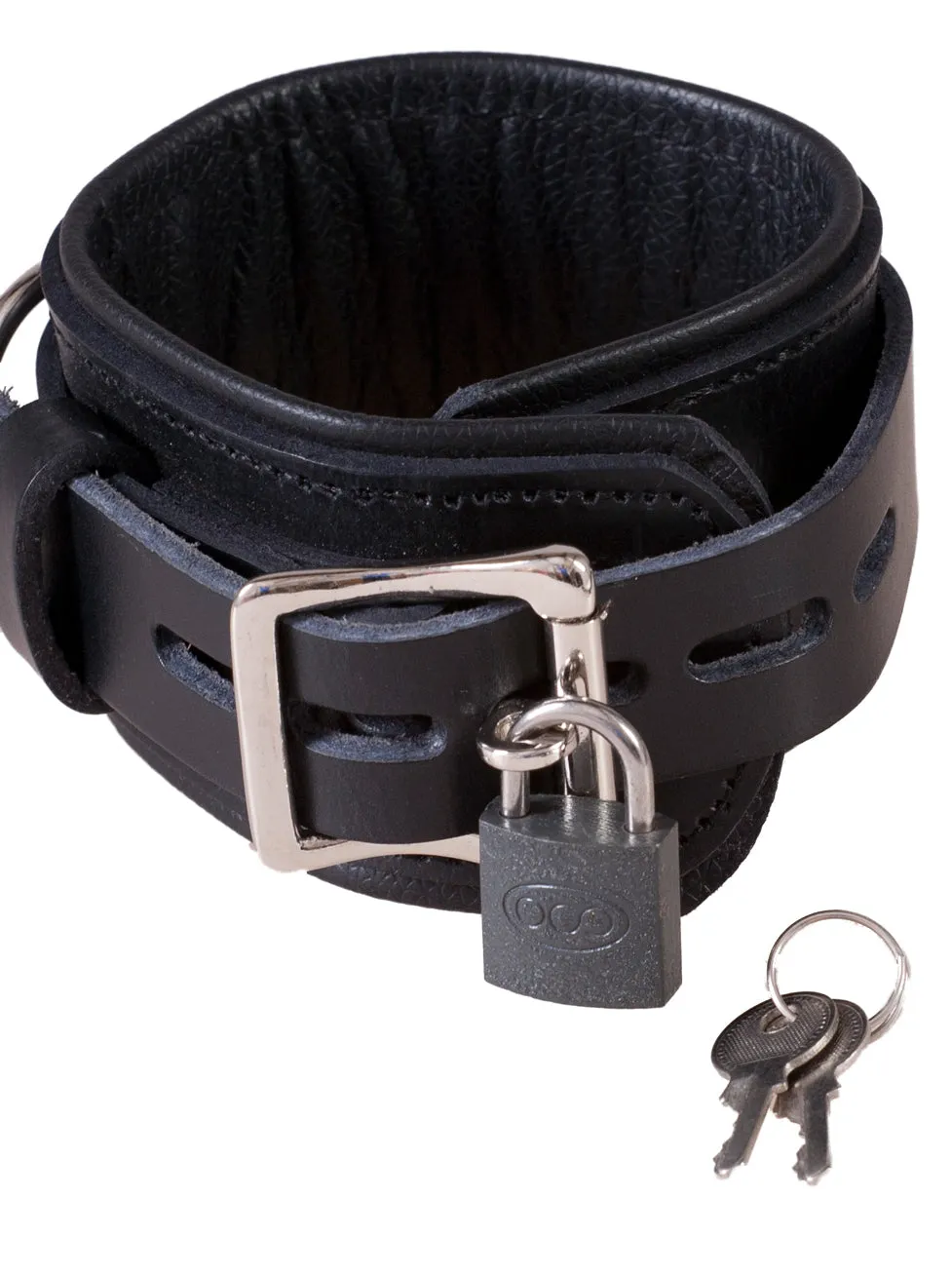 Leather Deluxe Padlock Wrist Cuffs
