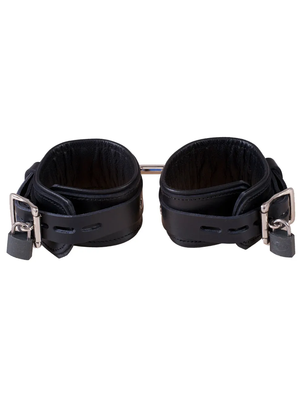 Leather Deluxe Padlock Wrist Cuffs